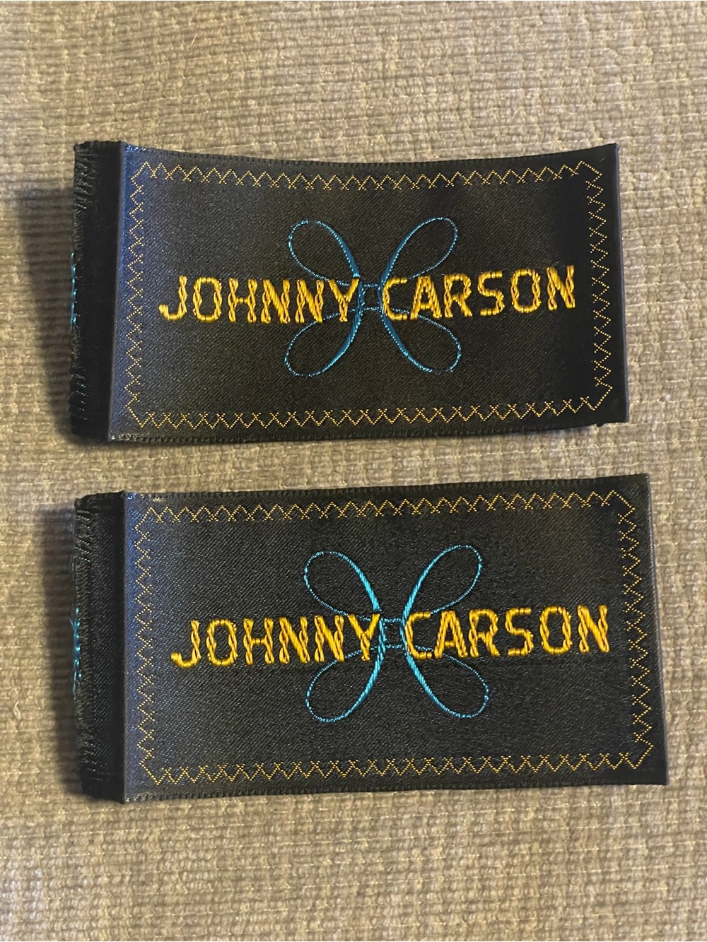 NOS Vintage Johnny Carson Suit Clothing Labels 2”x 3.5”